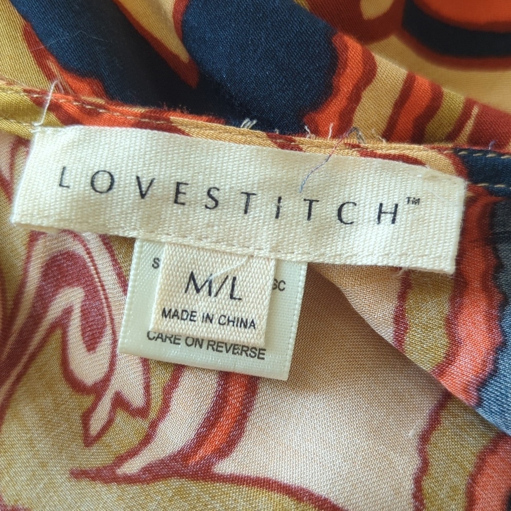 Lovestitch Asymmetrical Paisley Dress - Red and Gold - Picture 9 of 10